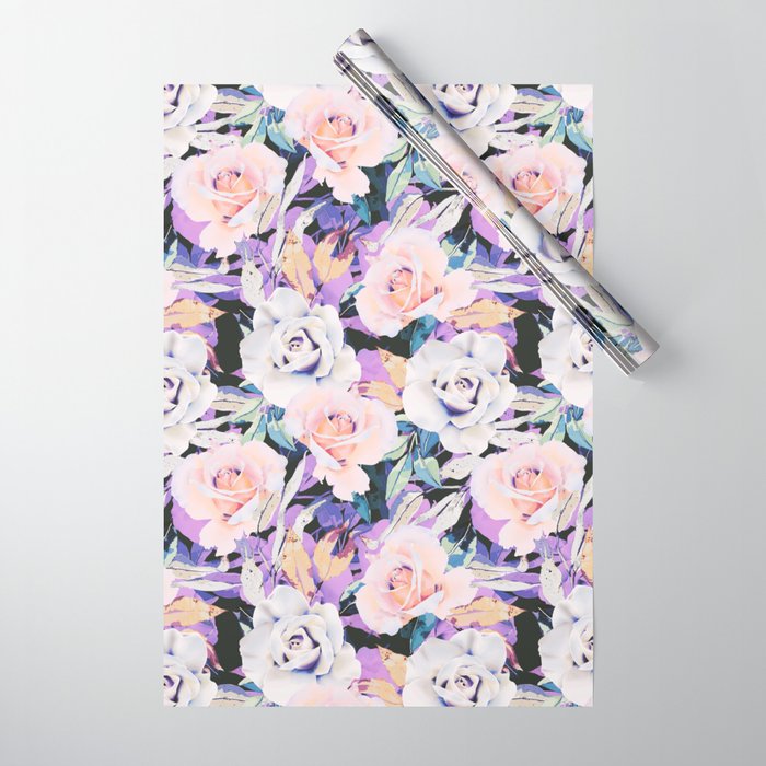 Modern Dark Vibrant Flowery D Wrapping Paper Gallery Image 1