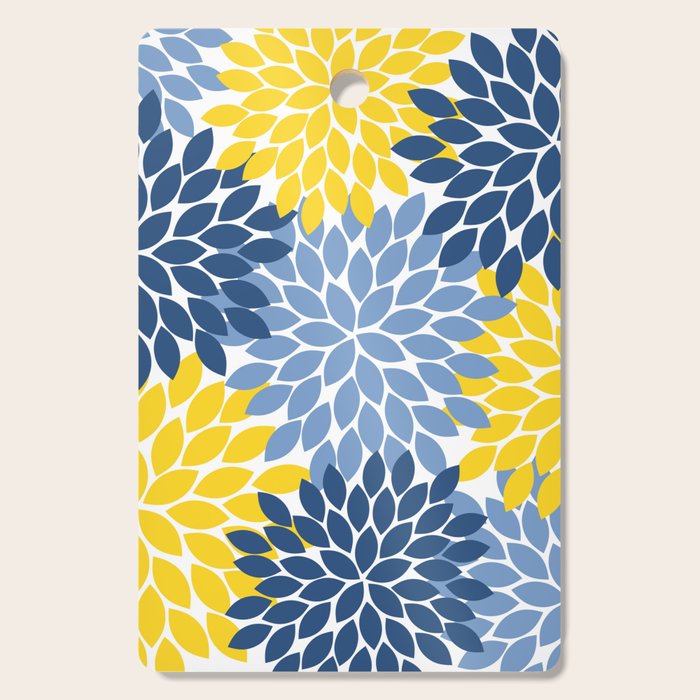 Blue Yellow Flower Burst Floral Pattern Cutting Board Gallery Image 1