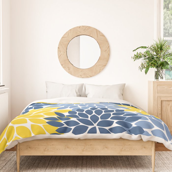 Blue Yellow Flower Burst Floral Pattern Duvet Cover Gallery Image 3
