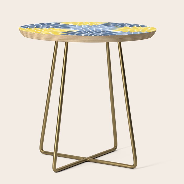 Blue Yellow Flower Burst Floral Pattern Side Table Gallery Image 1