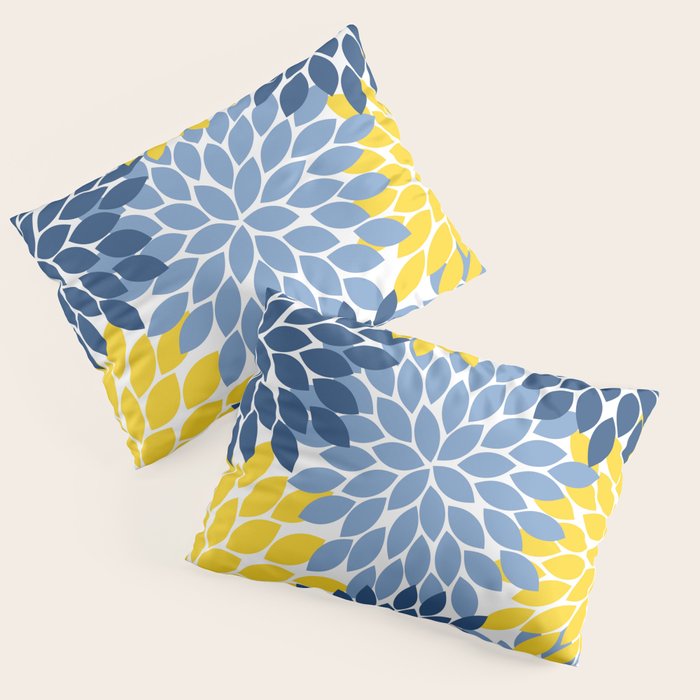 Blue Yellow Flower Burst Floral Pattern Pillow Sham Gallery Image 3