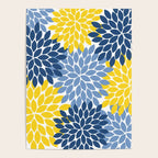 Blue Yellow Flower Burst Floral Pattern Poster Gallery Image 4