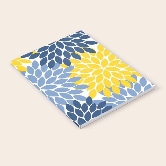 Blue Yellow Flower Burst Floral Pattern Notebook Gallery Image 2