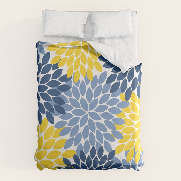 Blue Yellow Flower Burst Floral Pattern Duvet Cover Gallery Image 6
