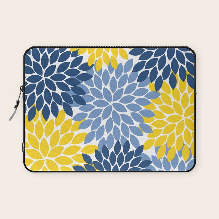 Blue Yellow Flower Burst Floral Pattern Laptop Sleeve Gallery Image 1