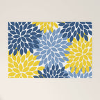 Blue Yellow Flower Burst Floral Pattern Welcome Mat Gallery Image 1