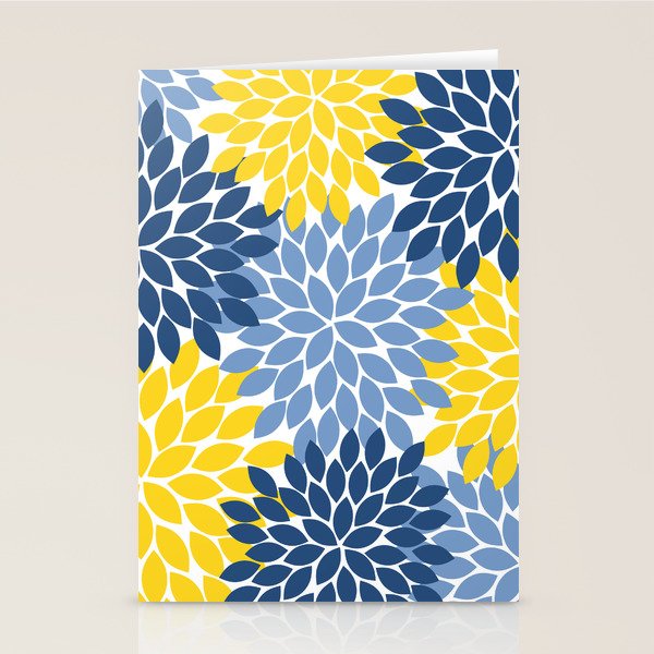 Blue Yellow Flower Burst Floral Pattern Stationery Card Gallery Image 1
