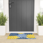 Blue Yellow Flower Burst Floral Pattern Welcome Mat Gallery Image 3