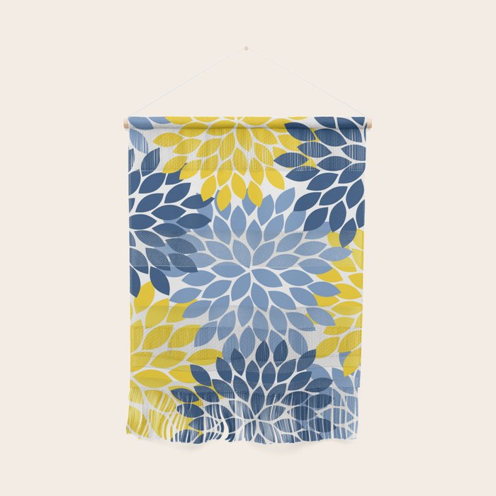 Blue Yellow Flower Burst Floral Pattern Wall Hanging Gallery Image 1