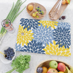 Blue Yellow Flower Burst Floral Pattern Cutting Board Gallery Image 2
