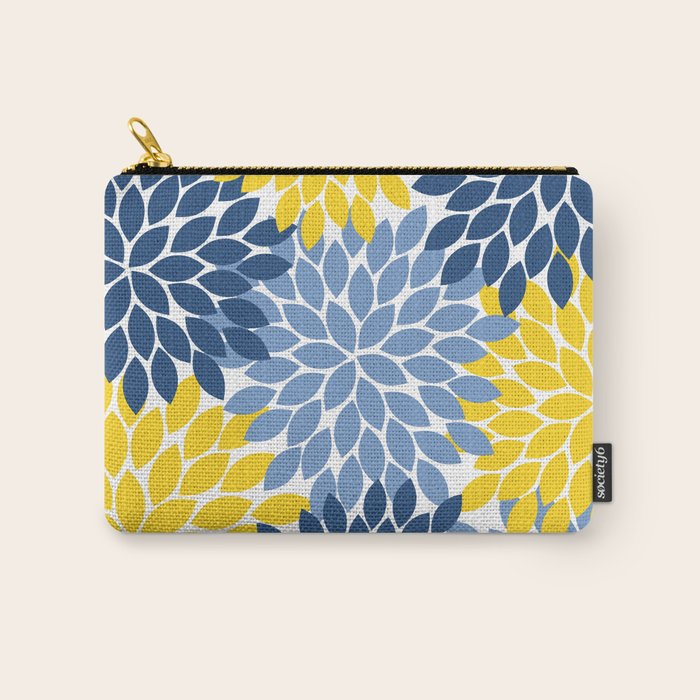 Blue Yellow Flower Burst Floral Pattern Carry All Pouch Gallery Image 1