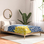 Blue Yellow Flower Burst Floral Pattern Comforter Gallery Image 2