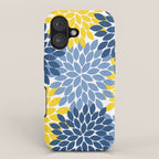 Blue Yellow Flower Burst Floral Pattern iPhone Case Gallery Image 1