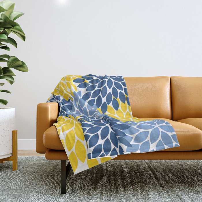 Blue Yellow Flower Burst Floral Pattern Throw Blanket Gallery Image 1