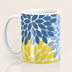 Blue Yellow Flower Burst Floral Pattern Coffee Mug Gallery Image 3