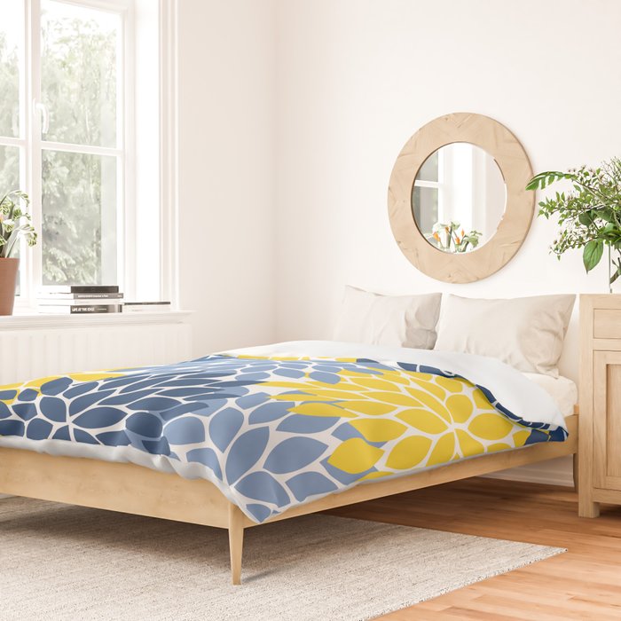 Blue Yellow Flower Burst Floral Pattern Duvet Cover Gallery Image 2