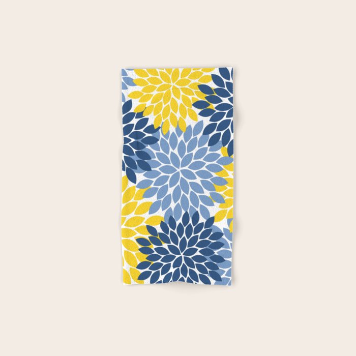 Blue Yellow Flower Burst Floral Pattern Bath Towel Gallery Image 1