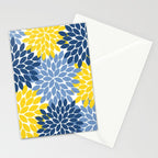 Blue Yellow Flower Burst Floral Pattern Stationery Card Gallery Image 2