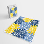 Blue Yellow Flower Burst Floral Pattern Jigsaw Puzzle Gallery Image 2