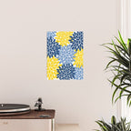 Blue Yellow Flower Burst Floral Pattern Poster Gallery Image 2