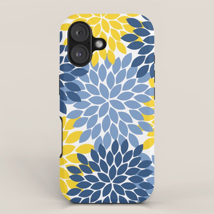 Blue Yellow Flower Burst Floral Pattern iPhone Case Gallery Image 1