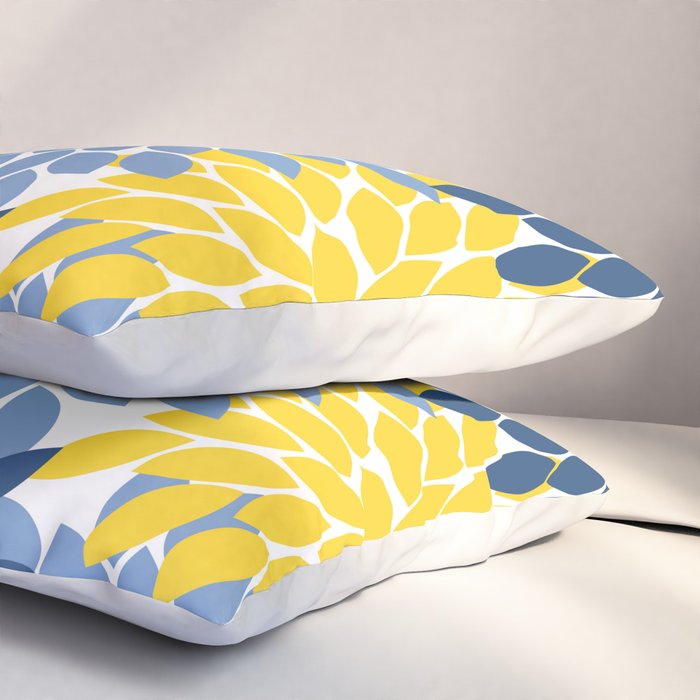 Blue Yellow Flower Burst Floral Pattern Pillow Sham Gallery Image 3