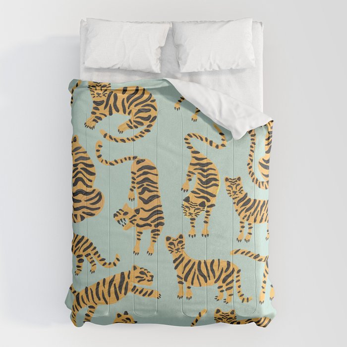 Tiger Collection - Mint & Orange Comforter Gallery Image 1