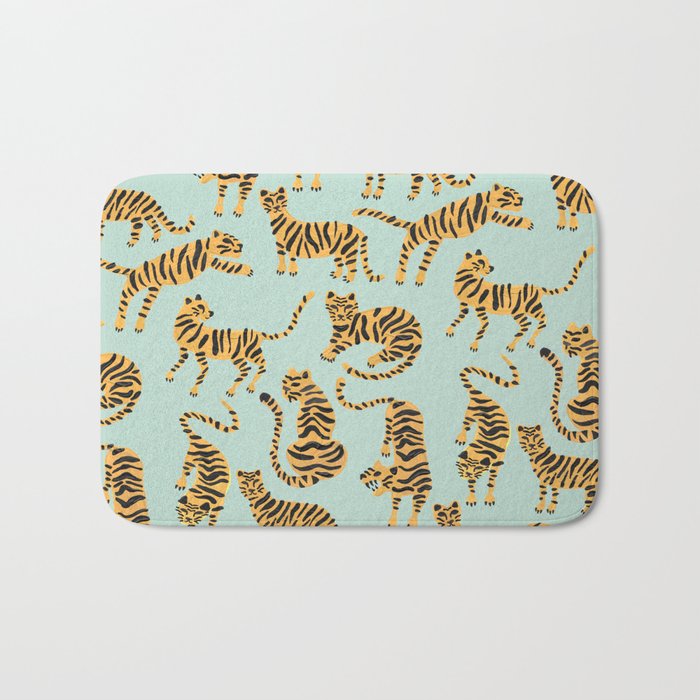 Tiger Collection - Mint & Orange Bath Mat Gallery Image 1