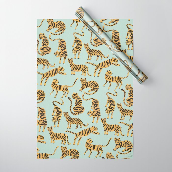 Tiger Collection - Mint & Orange Wrapping Paper Gallery Image 1