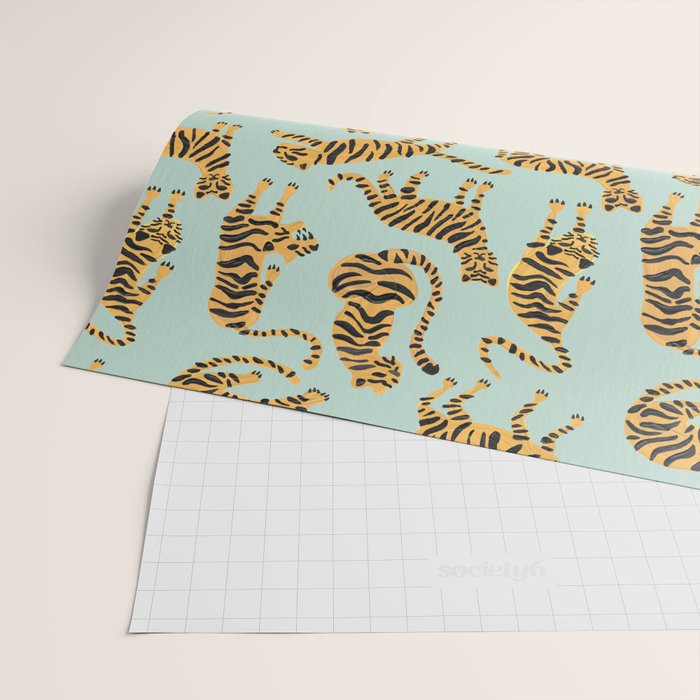 Tiger Collection - Mint & Orange Wrapping Paper Gallery Image 2