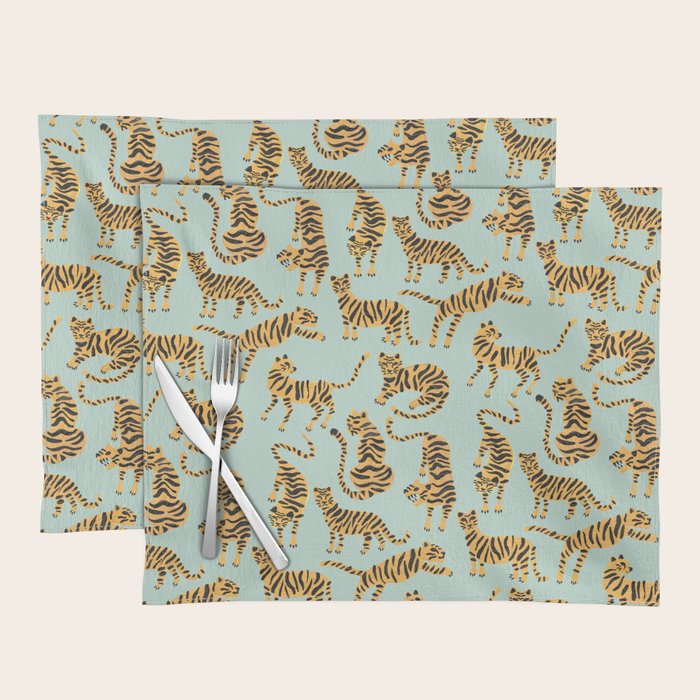 Tiger Collection - Mint & Orange Placemat Gallery Image 1