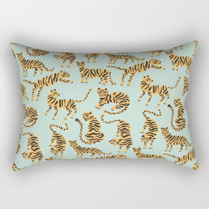 Tiger Collection - Mint & Orange Rectangular Pillow Gallery Image 1