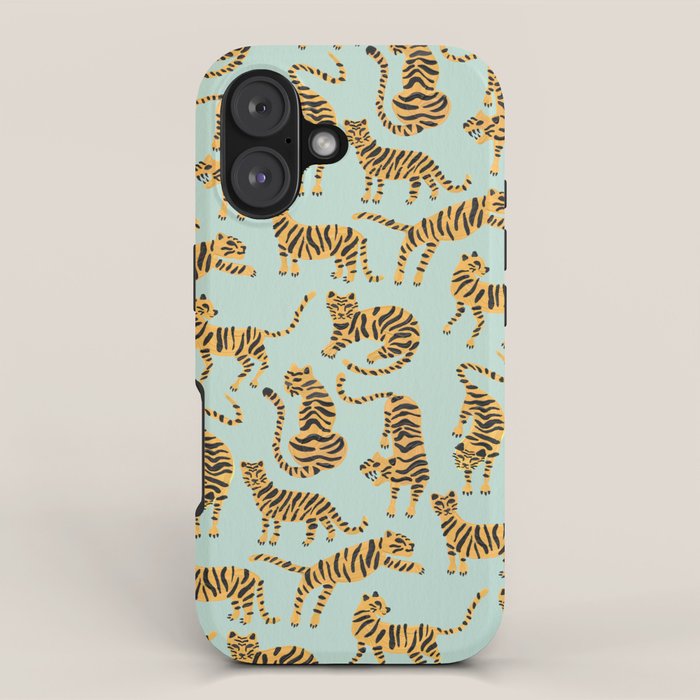 Tiger Collection - Mint & Orange iPhone Case Gallery Image 1
