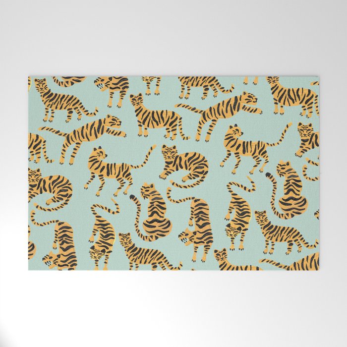 Tiger Collection - Mint & Orange Welcome Mat Gallery Image 1