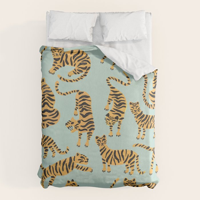 Tiger Collection - Mint & Orange Duvet Cover Gallery Image 6