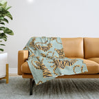 Tiger Collection - Mint & Orange Throw Blanket Gallery Image 1