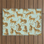 Tiger Collection - Mint & Orange Outdoor Rug Gallery Image 1