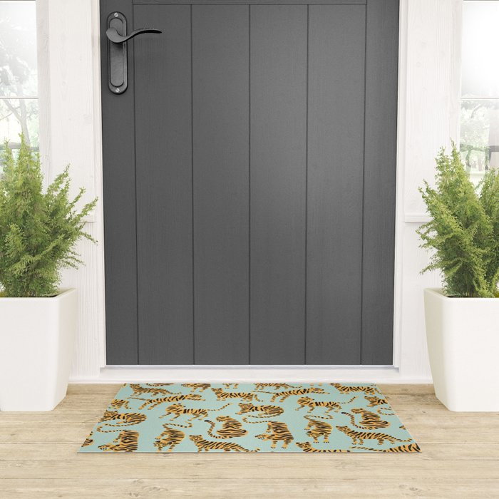 Tiger Collection - Mint & Orange Welcome Mat Gallery Image 3