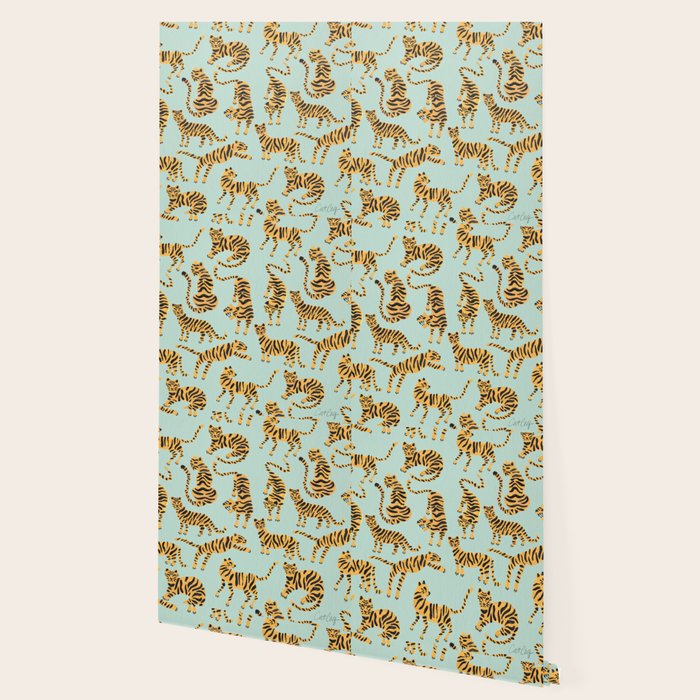 Tiger Collection - Mint & Orange Wallpaper Gallery Image 2