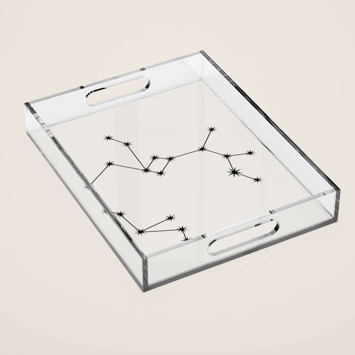 Sagittarius Zodiac Star Constellation Line Art White Acrylic Tray Gallery Image 1