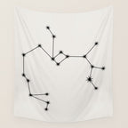 Sagittarius Zodiac Star Constellation Line Art White Wall Tapestry Gallery Image 4