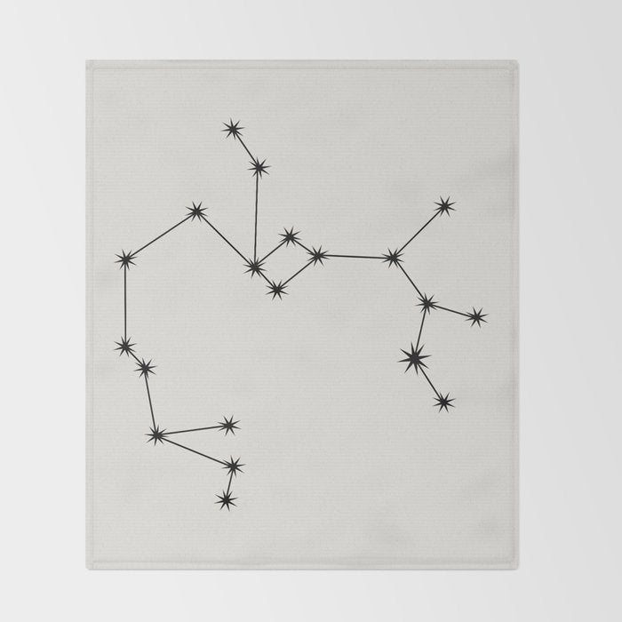 Sagittarius Zodiac Star Constellation Line Art White Throw Blanket Gallery Image 2