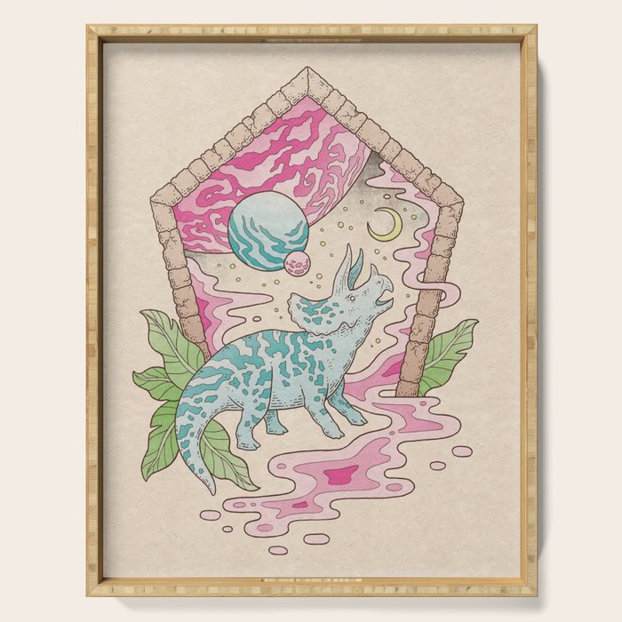 Aeon Archway: Triceratops | Dinosaur Sci-Fi Space Art Serving Tray Gallery Image 1