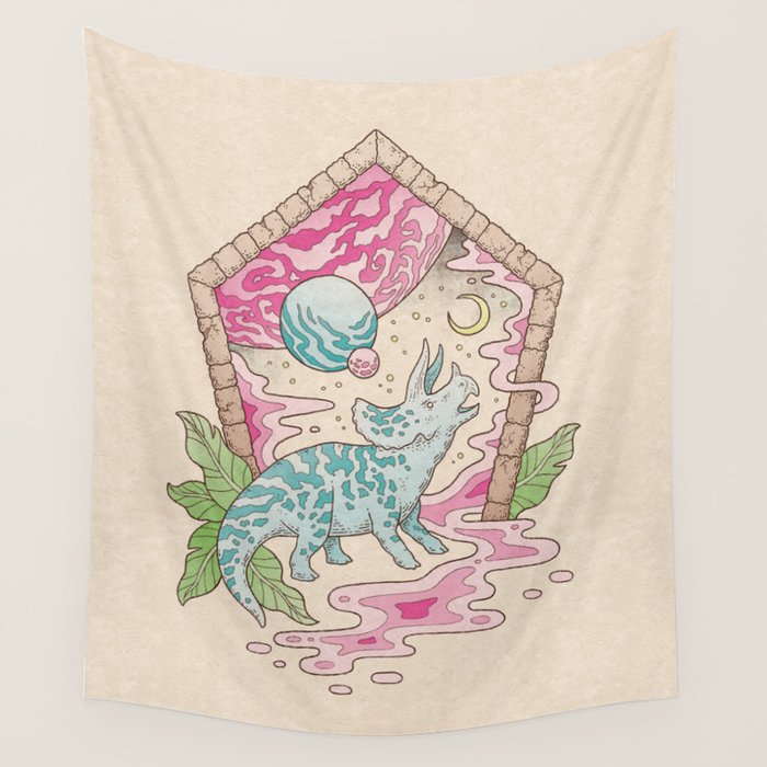 Aeon Archway: Triceratops | Dinosaur Sci-Fi Space Art Wall Tapestry Gallery Image 4