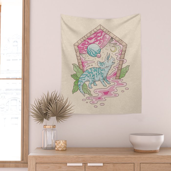 Aeon Archway: Triceratops | Dinosaur Sci-Fi Space Art Wall Tapestry Gallery Image 2