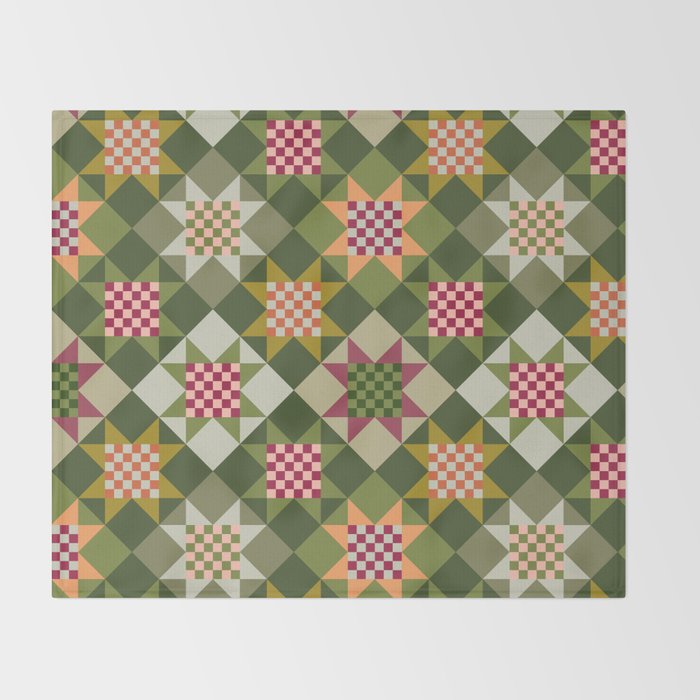 Checkerboard Quilt - Fall Colors Throw Blanket Gallery Image 2