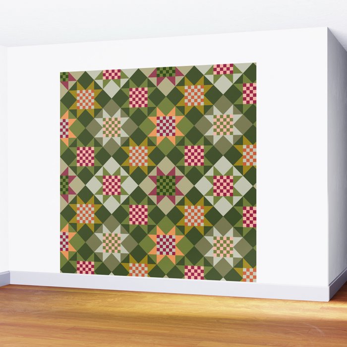 Checkerboard Quilt - Fall Colors Wall Mural Gallery Image 2