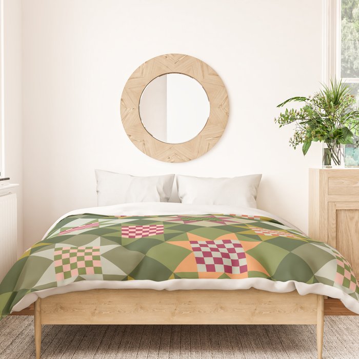 Checkerboard Quilt - Fall Colors Duvet Cover Gallery Image 3