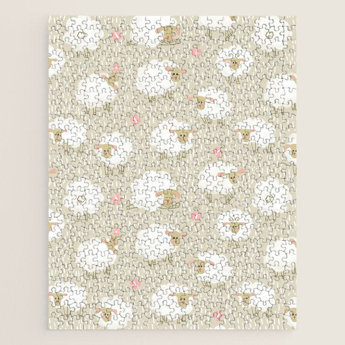 Cute Fluffy Sheep Pattern Jigsaw Puzzle Gallery Image 1