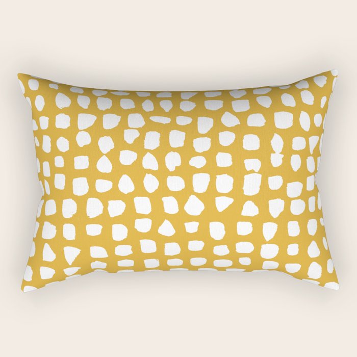 Dots (Mustard Yellow) Rectangular Pillow Gallery Image 1